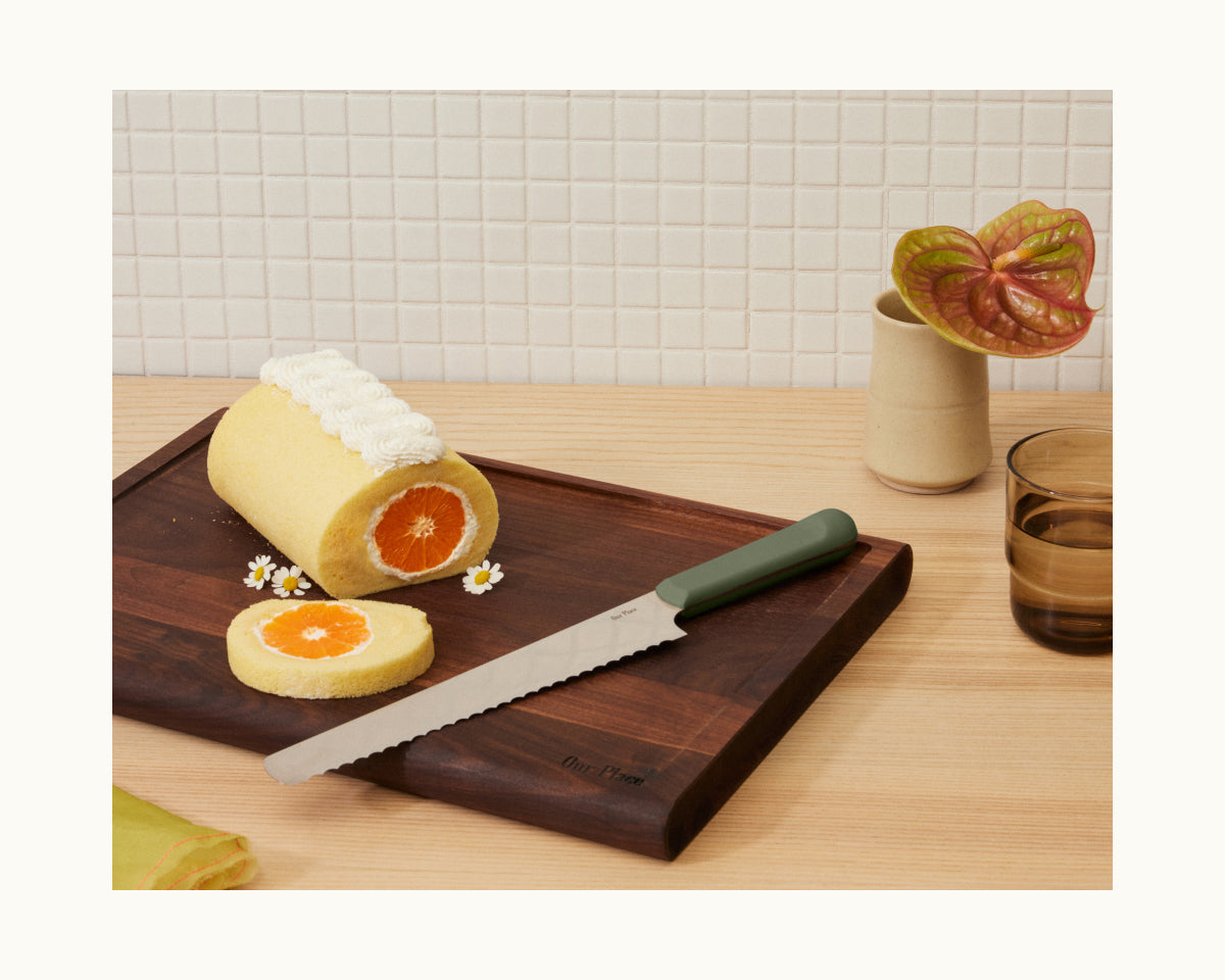 Serrated Slicing Knife in Sage View 4
