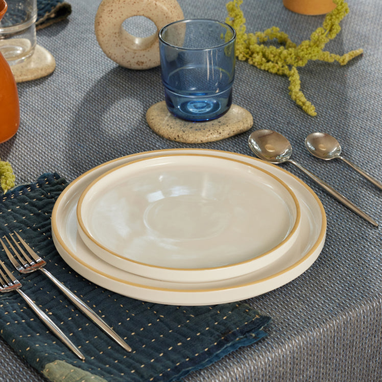 White dinnerware place setting