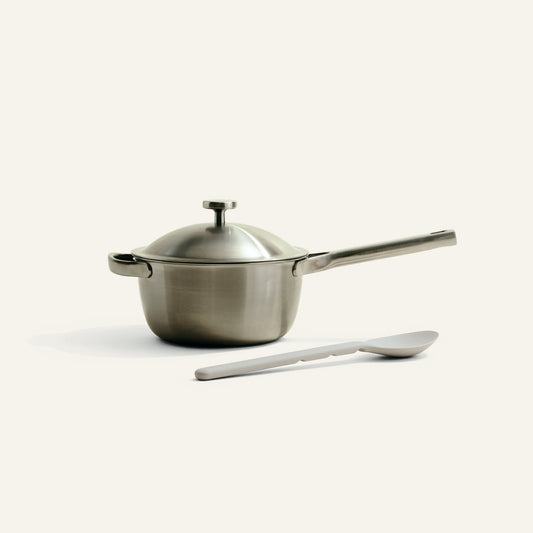 titanium pot on white background