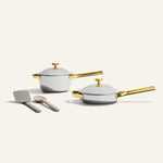 gold titanium mini always pan pro non toxic frying pan and mini perfect pot pro with stainless steel spatula and silicone spoon